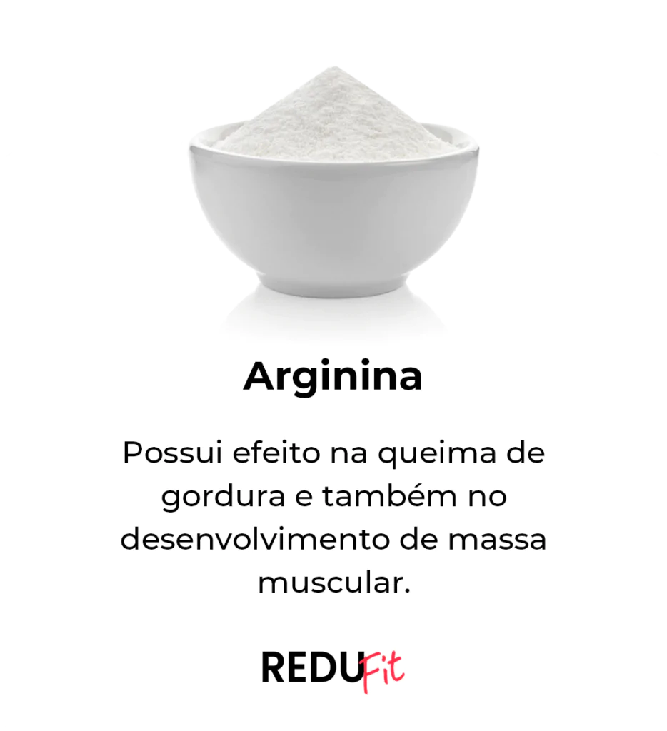 Arginina ingrediente do Redufit — efeito na queima de gordura e desenvolvimento de massa muscular