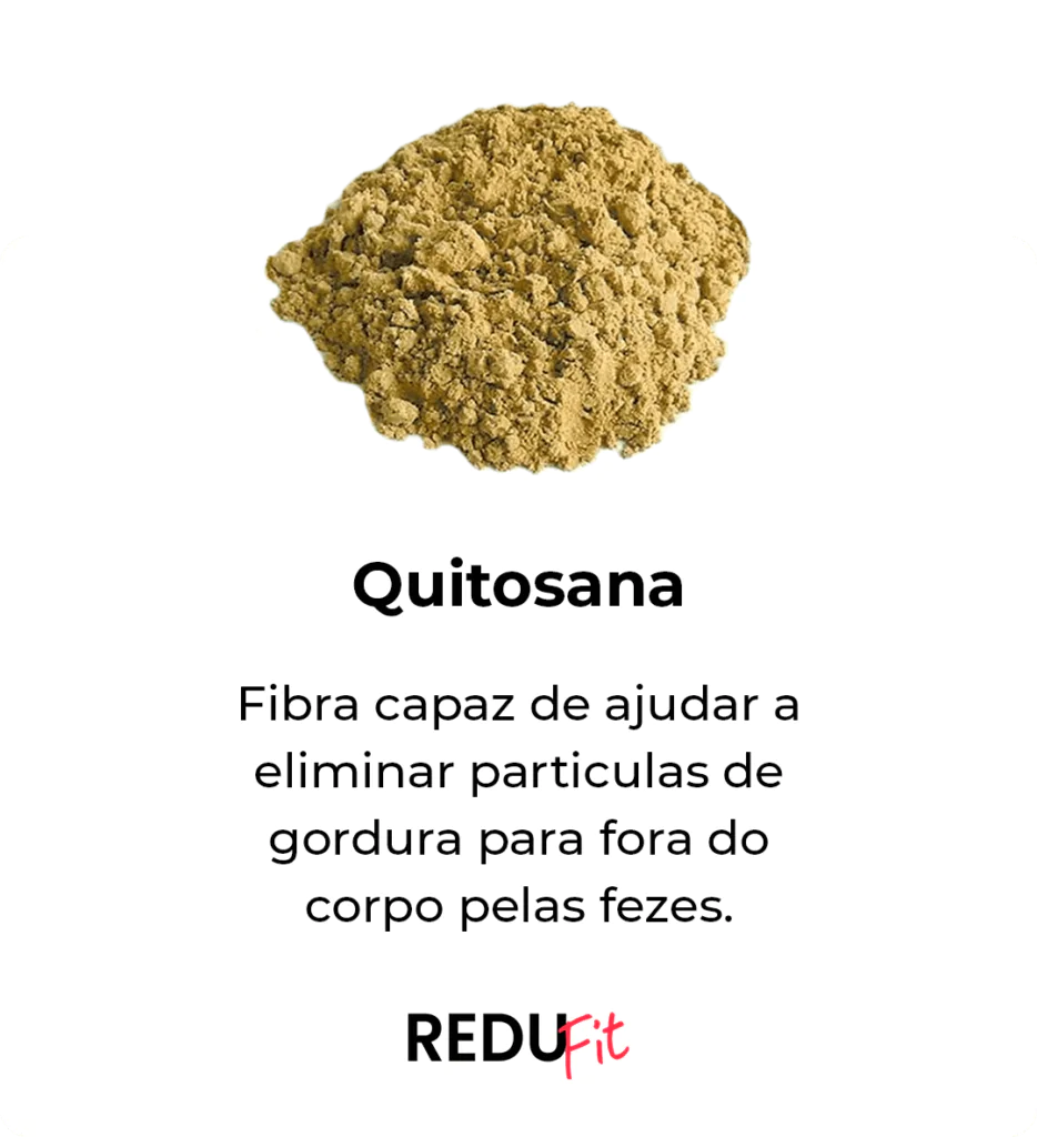 Quitosana ingrediente do Redufit — fibra que elimina partículas de gordura pelo organismo